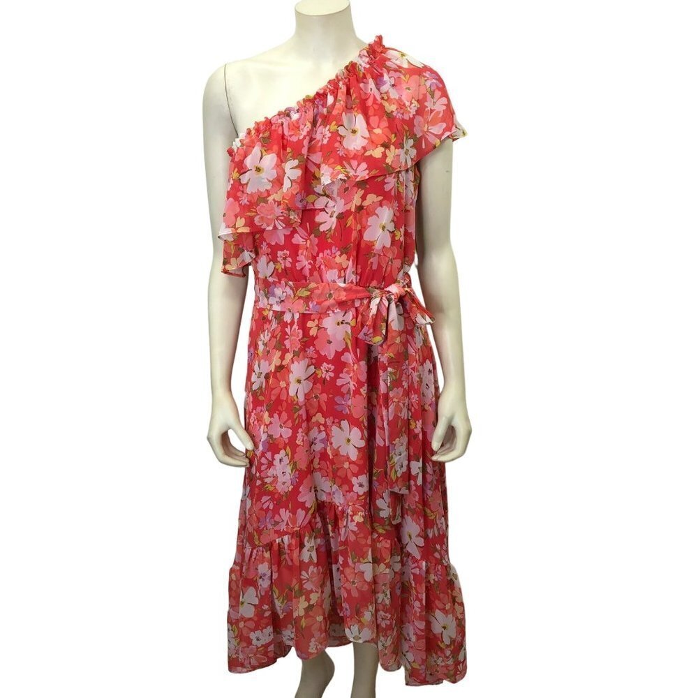 $168 VINCE CAMUTO FLORAL ONE‎ SHOULDER DRESS SIZE 10 NEW WITH TAG